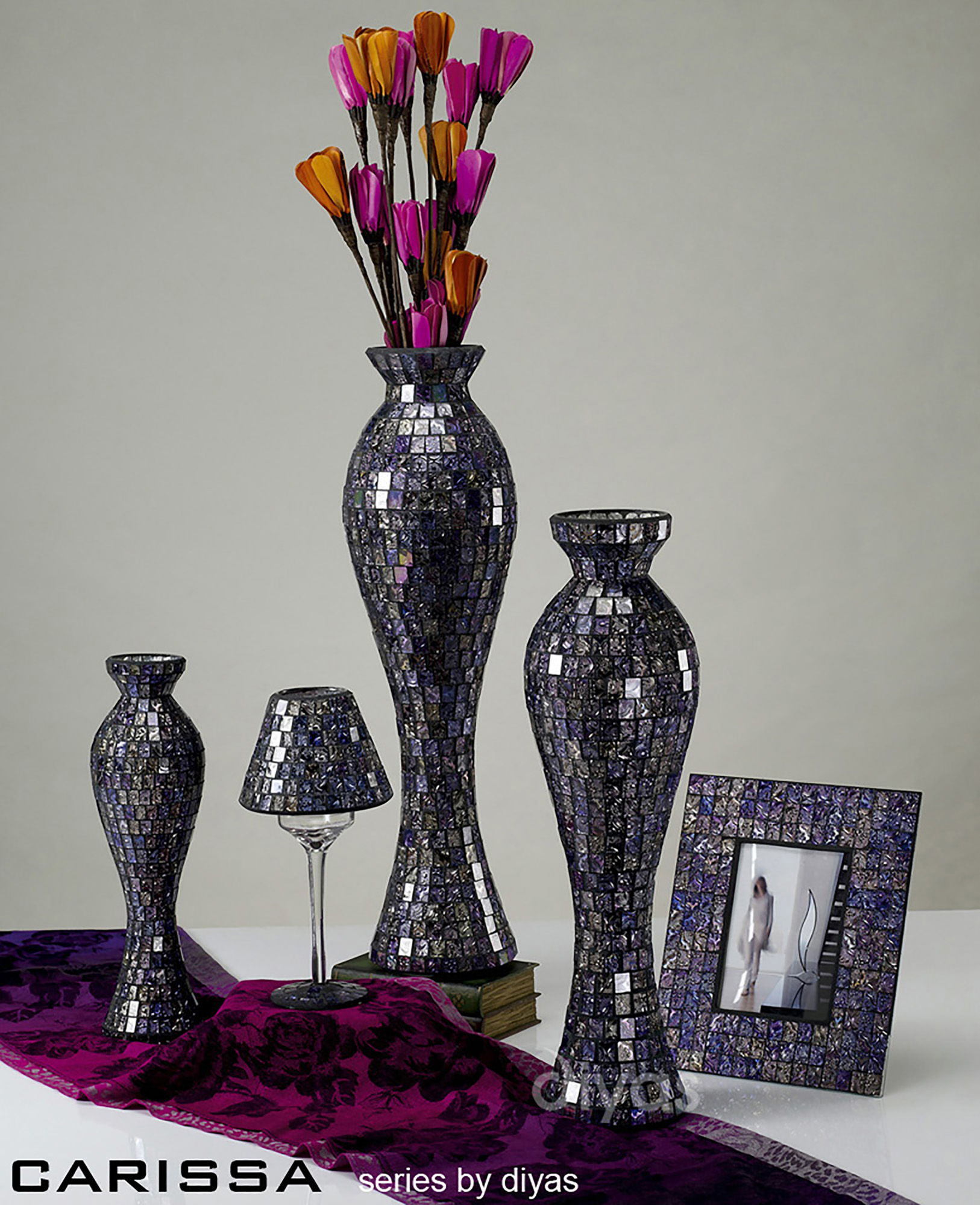 Carissa Mosaic Art Glassware Diyas Home Vases